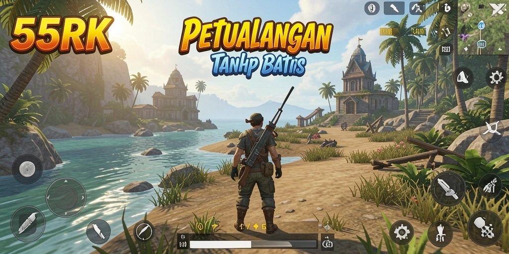 Tampilan antarmuka menarik dari game Open World 55RK.