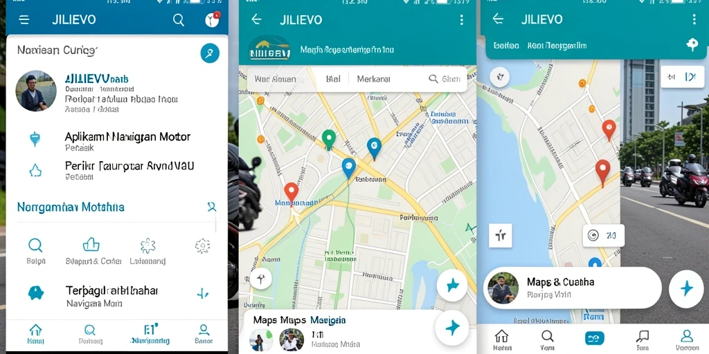 Tampilan antarmuka pengguna JILIEVO yang user-friendly untuk navigasi motor.
