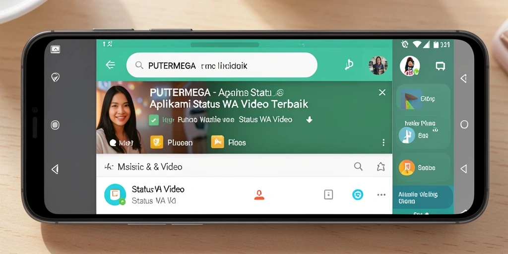 Antarmuka PUTERMEGA yang interaktif untuk Status WA Video.