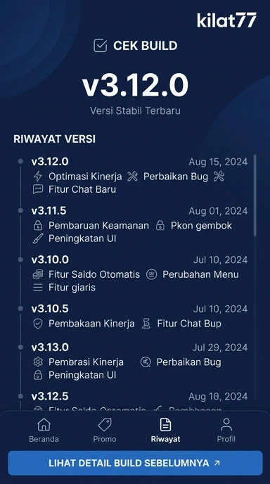Tampilan riwayat versi kilat77